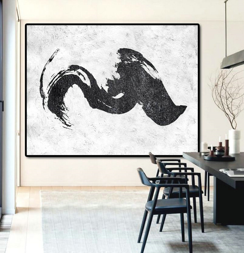 Hand-Painted Contemporary Art,Oversized Horizontal Minimal Art On Canvas - Original Abstract Painting Canvas Art